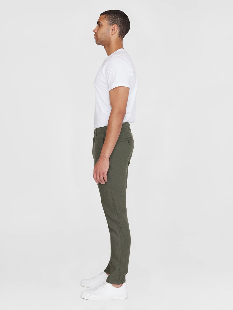 KnowledgeCotton Apparel - MEN CHUCK regular linen pants - GOTS/Vegan Pants 1068 Burned Olive