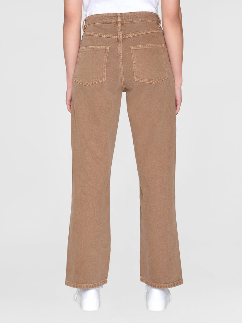 KnowledgeCotton Apparel - WMN GALE straight mid-rise raw twill 5-pocket pants - GOTS/Vegan Pants 1441 Tiramisu