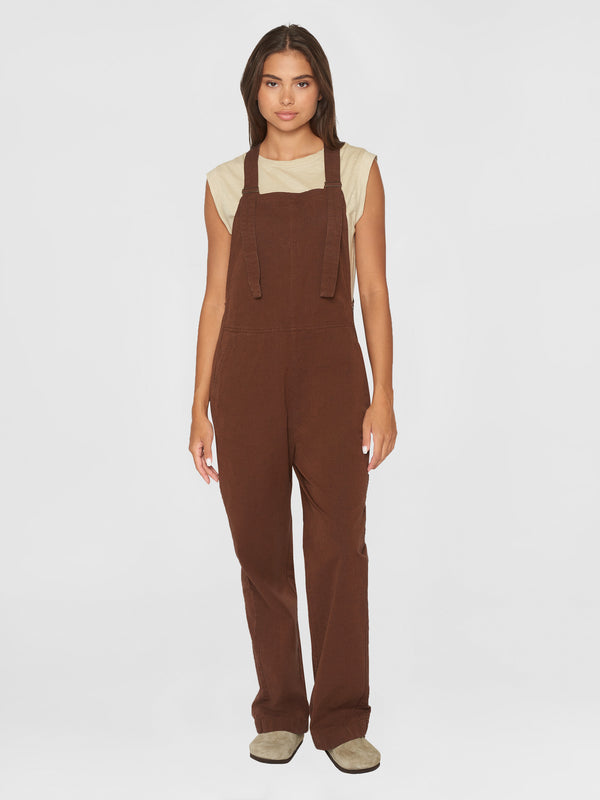 KnowledgeCotton Apparel - WMN GALE straight slub yarn jumpsuit - GOTS/Vegan Jumpsuits 1441 Tiramisu