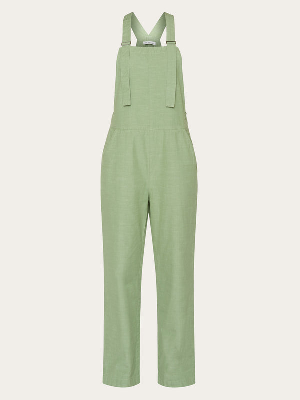 KnowledgeCotton Apparel - WMN GALE straight slub yarn jumpsuit - GOTS/Vegan Jumpsuits 1454 Shale Green