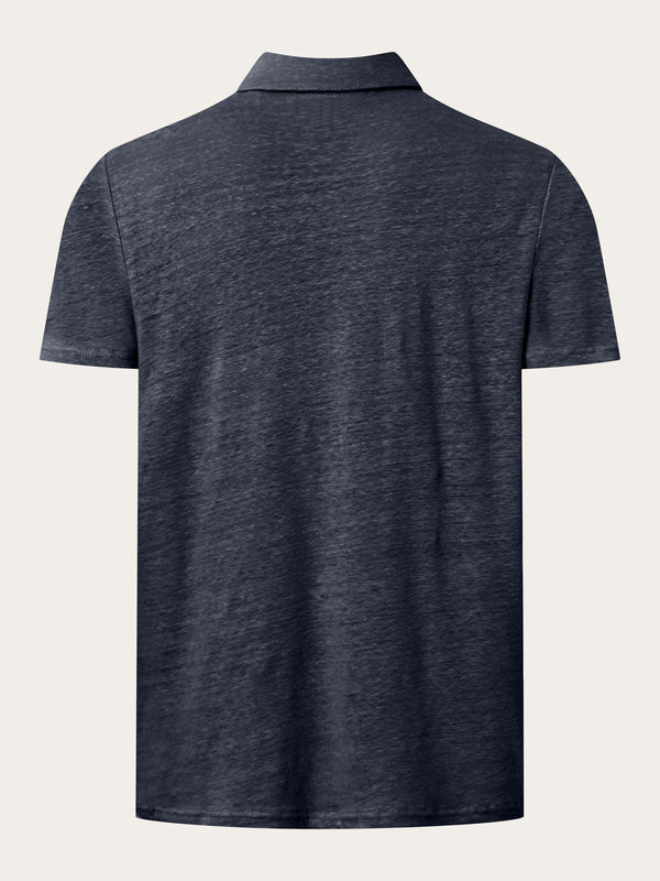 KnowledgeCotton Apparel - MEN Linen polo Polos 1001 Total Eclipse