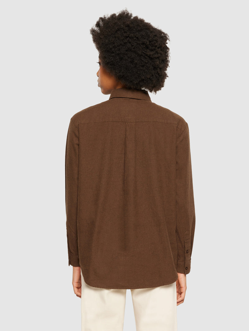 KnowledgeCotton Apparel - WMN Organic Cotton Flannel Shirt GOTS Shirts 1243 Demitasse (brown)