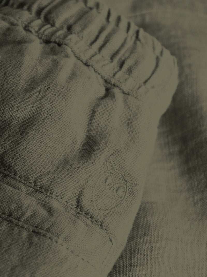 KnowledgeCotton Apparel - MEN Loose linen pant Pants 1068 Burned Olive
