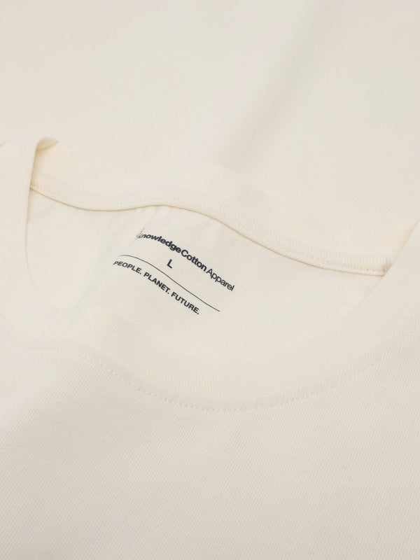 KnowledgeCotton Apparel - MEN Regenerative Organic Cotton Chest Embroidery T-Shirt - GOTS/Vegan T-shirts 1387 Egret