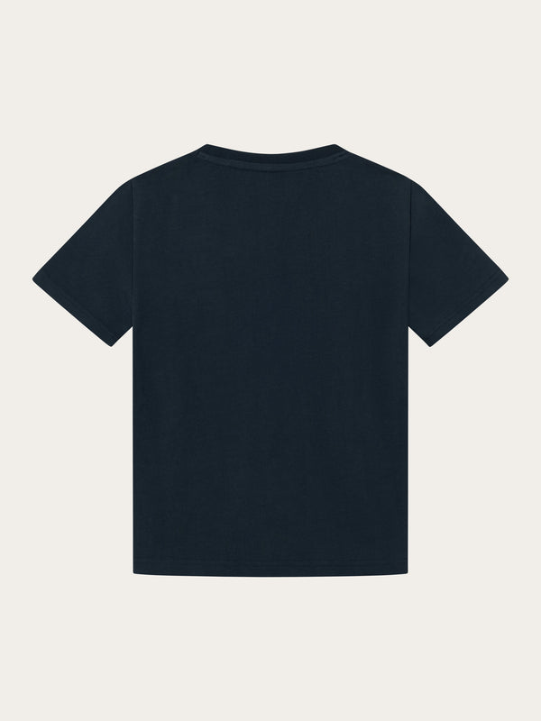 KnowledgeCotton Apparel - YOUNG Regular fit big chest print t-shirt T-shirts 1001 Total Eclipse