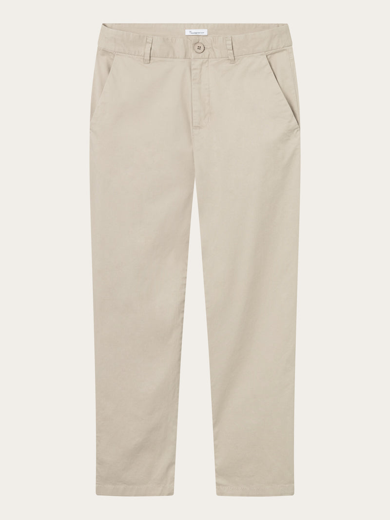 KnowledgeCotton Apparel - WMN WILLOW regular cropped poplin chino Pants 1228 Light feather gray