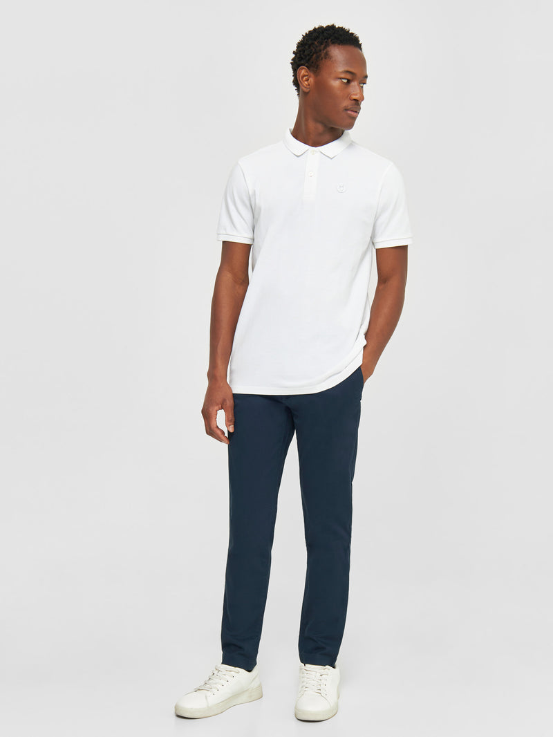 KnowledgeCotton Apparel - MEN Basic badge polo Polos 1010 Bright White