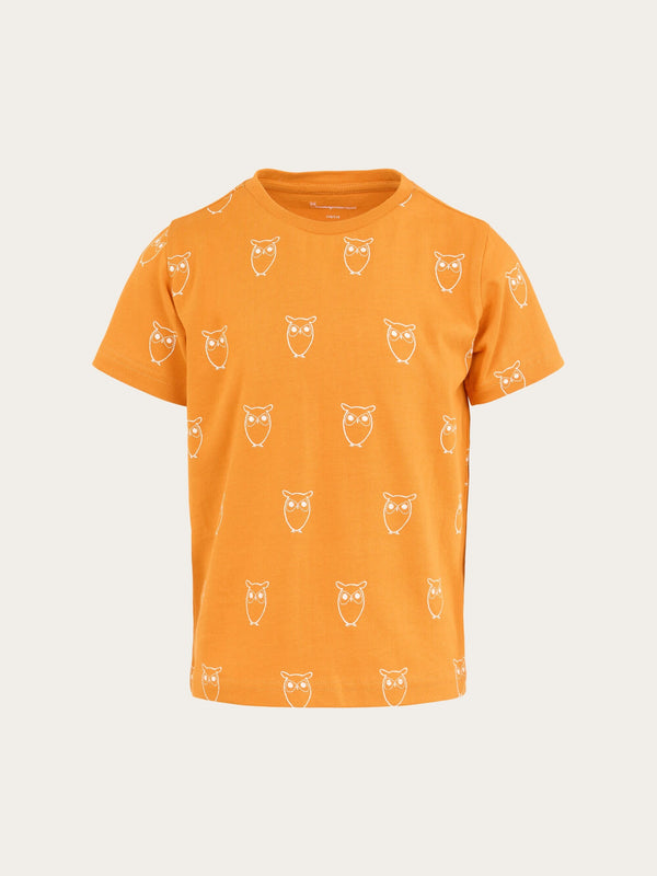 KnowledgeCotton Apparel - YOUNG Owl AOP t-shirt T-shirts 1365 Desert Sun
