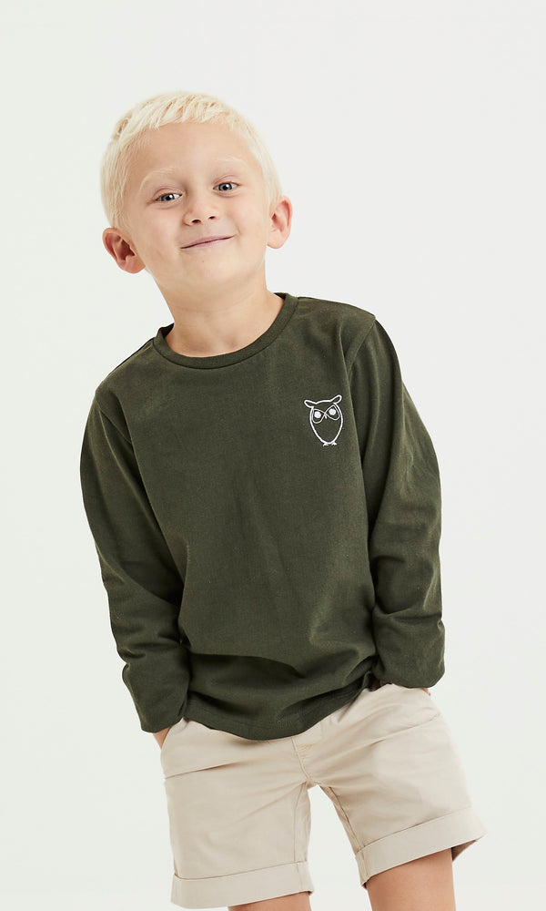 KnowledgeCotton Apparel - YOUNG Owl long sleeve t-shirt Long Sleeves 1090 Forrest Night