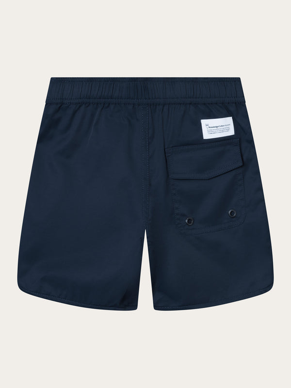 KnowledgeCotton Apparel - YOUNG Swim shorts with elastic waist and owl print Swimshorts 1001 Total Eclipse